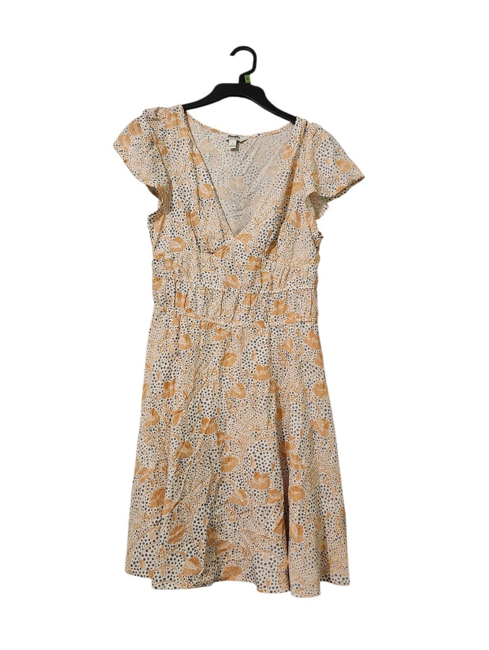 Wrangler Yellow Floral V-Neck Summer Dress - S Breezy Fit N Flare Picnic Beach